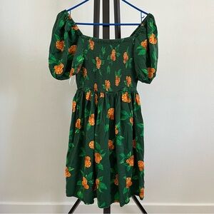 Her Universe Disney Minnie Mouse Orange Allover Print Smocked Dress